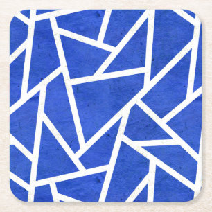 Royal-Blau-Weiß-Mosaik Rechteckiger Pappuntersetzer