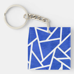 Royal-Blau-Weiß-Mosaik Schlüsselanhänger