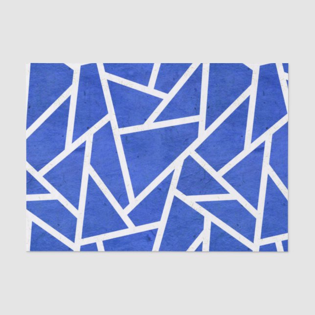 Royal-Blau-Weiß-Mosaik Seidenpapier (Vorderseite)