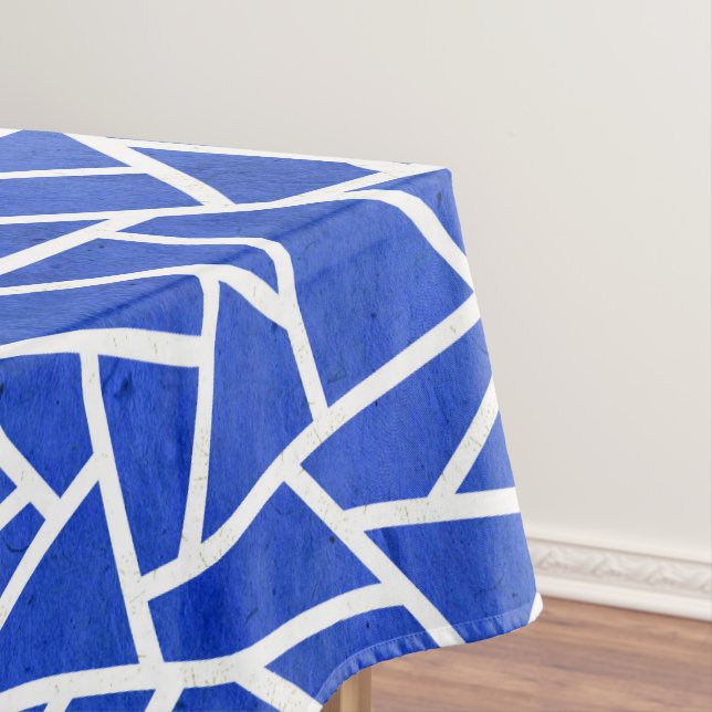 Royal-Blau-Weiß-Mosaik Tischdecke (Beispiel)