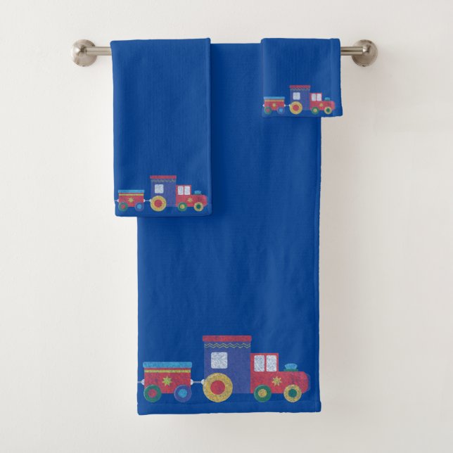 ROYAL BLAUE BAHNHOF CHALKBOARD BADEZIMMER TOWEL SE BADHANDTUCH SET (Insitu)