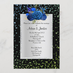 ROYAL BLAUE grüner Blumenkristall ELEGANT WEDING Einladung
