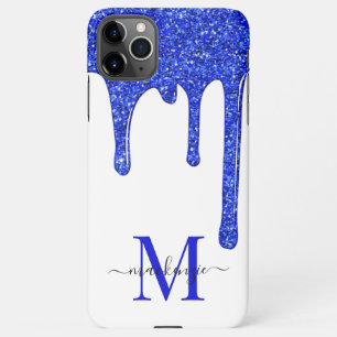 Royal Blaues Glanz Glitter Tropfen Monogramm iPhone 11Pro Max Hülle