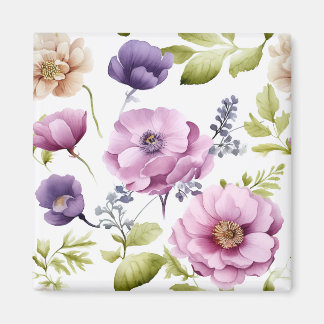 Royal Bloom Symphony Lila Floral Pattern Magnet