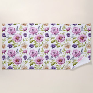 Royal Bloom Symphony Lila Floral Pattern Strandtuch