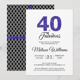 Royal Blue 40 und Fabulous| 40. Geburtstag - Party Einladung