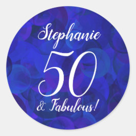 Royal Blue 50 und fabulous Birthday Gefallen Runder Aufkleber