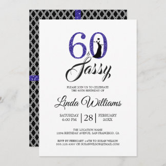 Royal Blue 60 und Sassy | 60. Geburtstagsparty Einladung