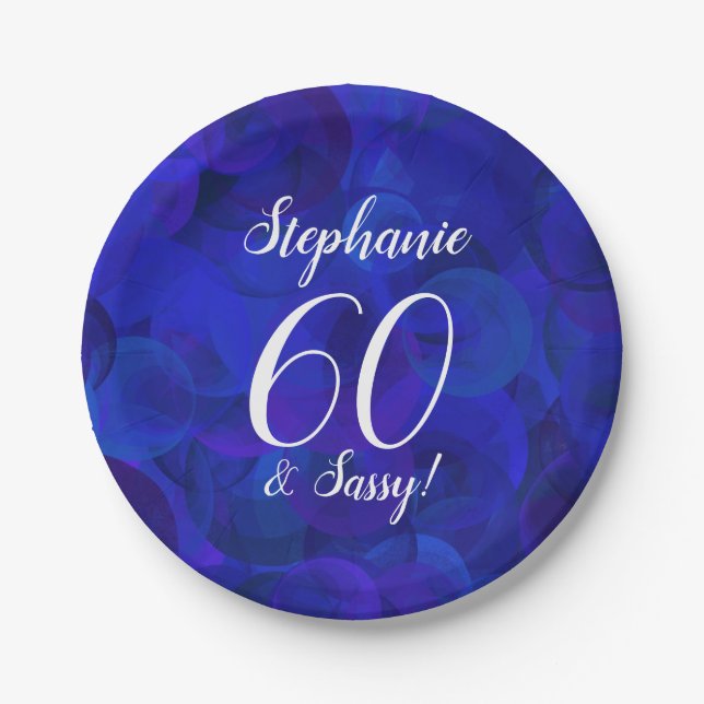 Royal Blue 60 und Sassy Birthday Party Pappteller (Vorderseite)