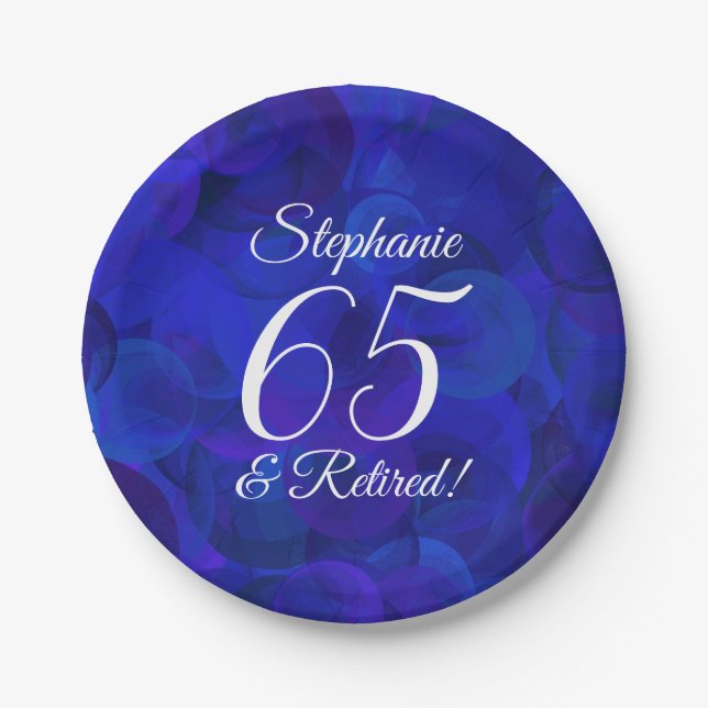 Royal Blue 65 und Party für Rentenersatz Pappteller (Vorderseite)