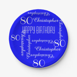 Royal Blue 80. Geburtstagspartei Wiederholung von  Pappteller