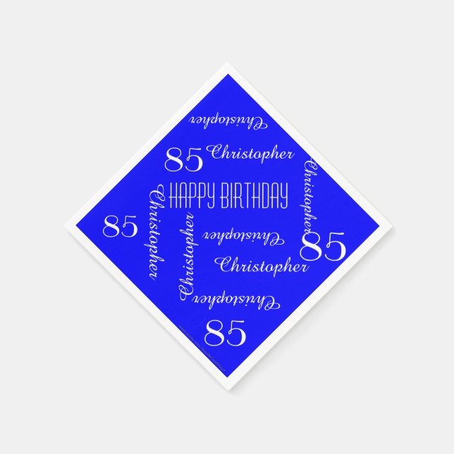 Royal Blue 85. Geburtstagspartei Wiederholungsname Serviette (Ecke)