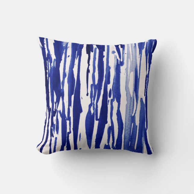 Royal Blue Abstrakt Stripes Kissen (Vorderseite)