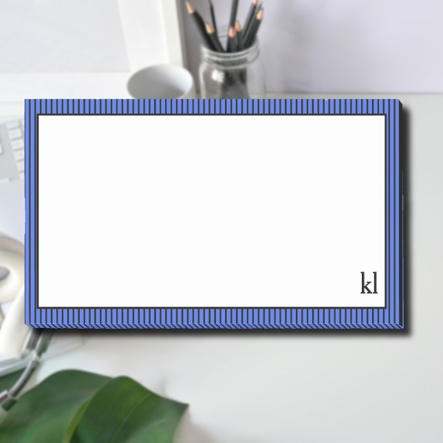 Royal Blue and Black Striping Border | Monogramm Post-it Klebezettel (Von Creator hochgeladen)