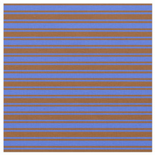 Royal Blue and Brown Colored Lined Pattern Stoff