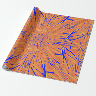 Royal Blue and Citrus Orange Tropical Art Design Geschenkpapier