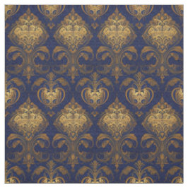 Royal Blue and Gold Damask Design Stoff