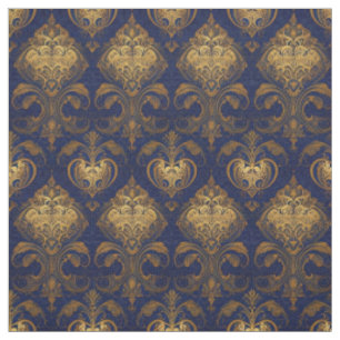 Royal Blue and Gold Damask Design Stoff