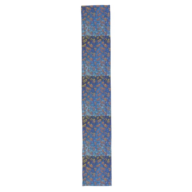 Royal Blue and Gold Fallblattmuster, modern, elega Großer Tischläufer (Vorderseite)