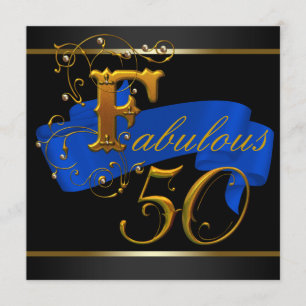 Royal Blue and Gold Fantastische 50. Geburtstagspa Einladung