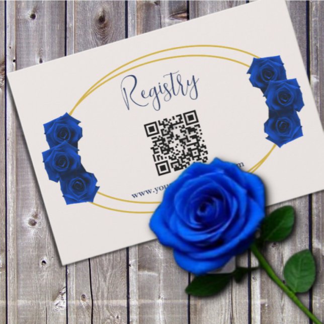 Royal Blue and Gold Geometric Quinceanera Registry Begleitkarte (Von Creator hochgeladen)