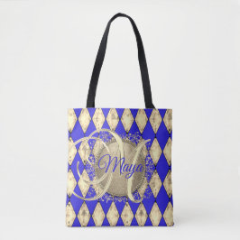 Royal Blue and Gold Glam Monogram Tasche