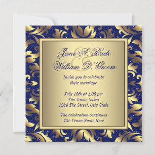 Royal Blue and Gold Hochzeit Einladung