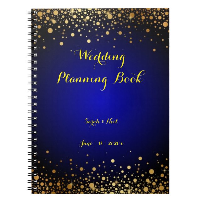 Royal Blue and Gold Hochzeitsplanbuch Notizblock (Vorderseite)