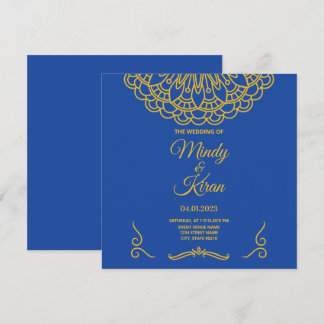Royal Blue and Gold Indian Wedding Einladung