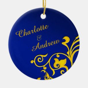 Royal Blue and Gold Personalisiert Names Keramik Ornament
