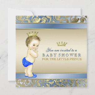 Royal Blue and Gold Prince Baby Dusche Einladung