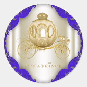 Royal Blue and Gold Prince Baby Dusche Runder Aufkleber
