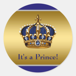 Royal Blue and Gold Prince Baby Dusche Runder Aufkleber