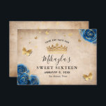 Royal Blue and Gold Rose Parchment Elegante Save The Date<br><div class="desc">Suchen Sie Save the Date elegante Ideen in den Farben Königsblau und Party? Diese einfachen Einladungen Save the Date im DIY-Template ermöglichen es Ihnen, Ihre eigene, einzigartige Märchenprinzessin-Schreibmaschine zu erstellen. Die botanische Vintage florale Aquarellkunst von Raphaela Wilson strahlt königsblaue Rose mit Imitaten metallische Goldakzente, eine Tiara-Krone und Glitzer funkelnde Schmetterlingkonfetti...</div>