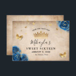 Royal Blue and Gold Rose Parchment Elegante Save The Date<br><div class="desc">Suchen Sie Save the Date elegante Ideen in den Farben Königsblau und Party? Diese einfachen Einladungen Save the Date im DIY-Template ermöglichen es Ihnen, Ihre eigene, einzigartige Märchenprinzessin-Schreibmaschine zu erstellen. Die botanische Vintage florale Aquarellkunst von Raphaela Wilson strahlt königsblaue Rose mit Imitaten metallische Goldakzente, eine Tiara-Krone und Glitzer funkelnde Schmetterlingkonfetti...</div>