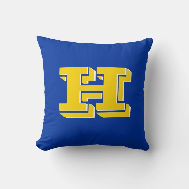 Royal Blue and Gold Team Pride Monogram Kissen (Vorderseite)