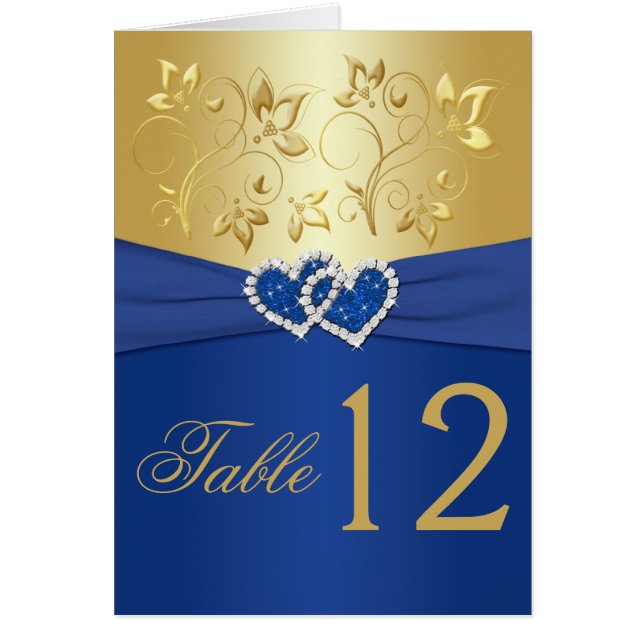 Royal Blue and Gold Tischnummer Card (Vorne)