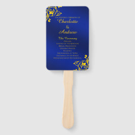 Royal Blue and Gold Wedding Program Fächer