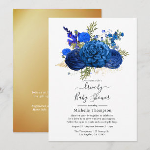 Royal Blue and Imitate Foil Gold Drive By Showdown Einladung