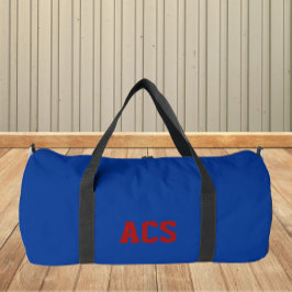 Royal Blue and Red School Colors with Letters Duffle Bag