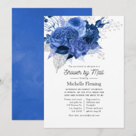 Royal Blue and Silver Floral Brautparty by Mail Einladung