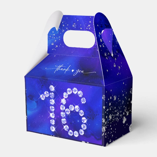 Royal Blue and Silver Sweet 16 Dekorationen Geschenkschachtel (Vorderseite)