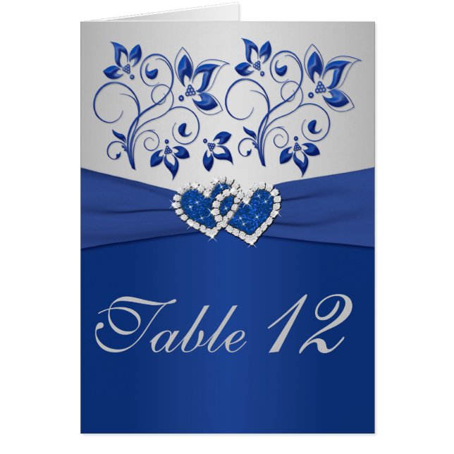 Royal Blue and Silver Tischnummer Card (Vorne)