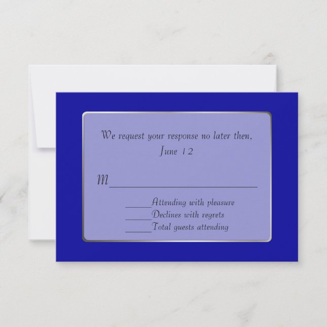 Royal Blue and Silver Tone RSVP Card Karte (Vorderseite)