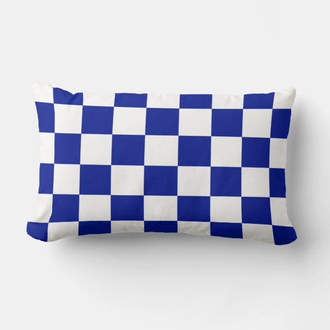 Royal Blue and White Checkered Pattern Lendenkissen (Vorderseite)