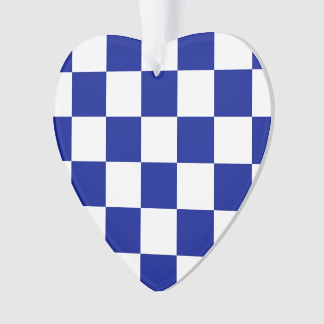 Royal Blue and White Checkered Pattern Ornament (Vorderseite)