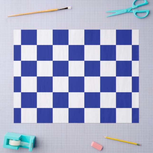 Royal Blue and White Checkered Pattern Seidenpapier (Basteln)