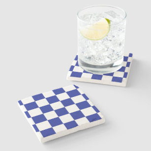 Royal Blue and White Checkered Pattern Steinuntersetzer