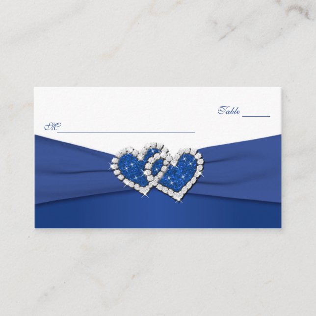 Royal Blue and White Coeurs associés Cartes de puc (Devant)