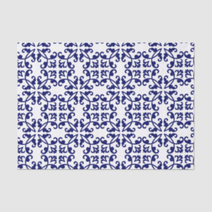 Royal Blue and White Damask Muster      Seidenpapier